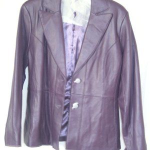 Pamela McCoy MEDIUM Genuine Leather Jacket Purple